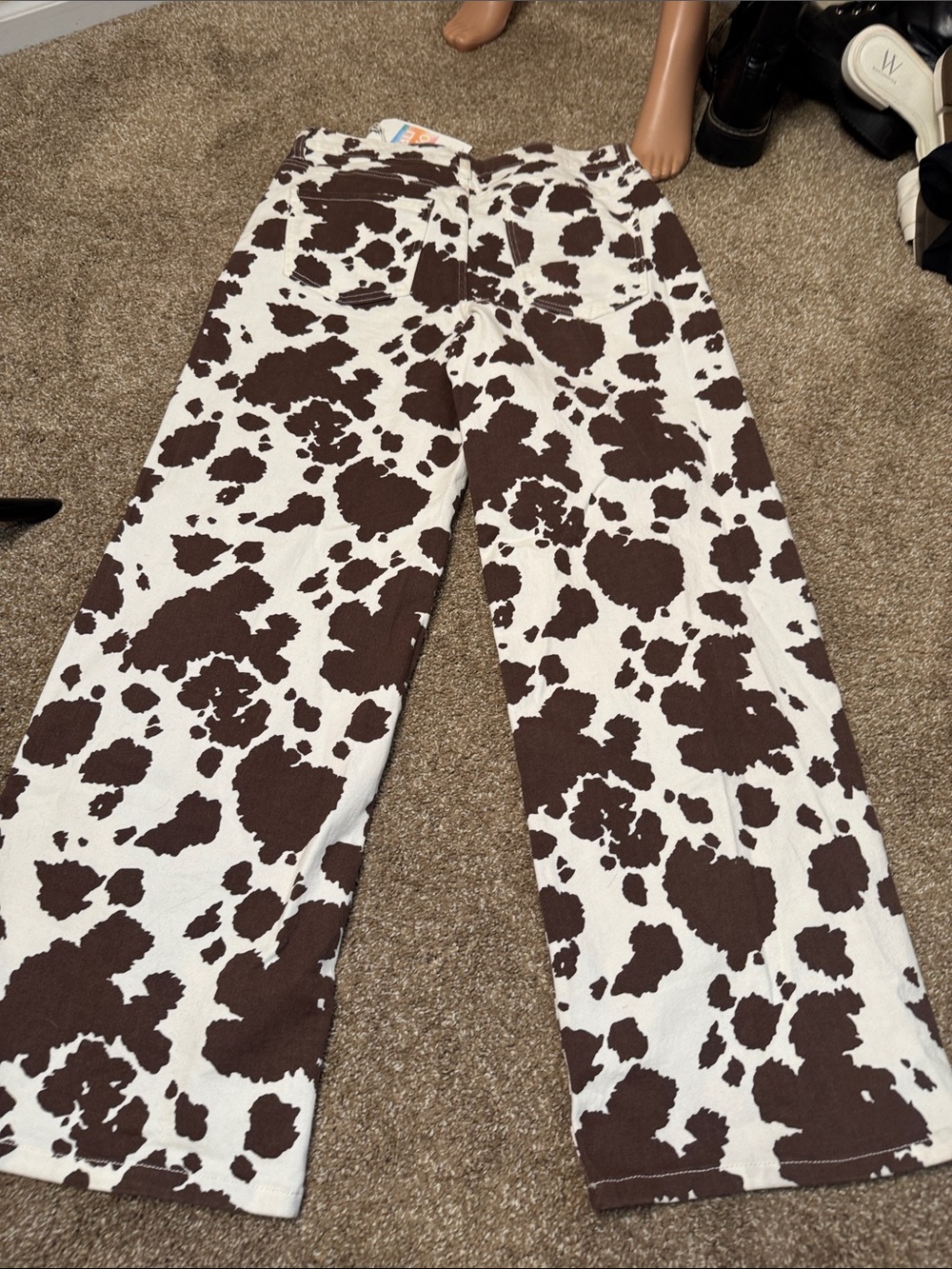 Cali 1850 Brown and White Cow Print Wide Leg Pants western SZ 9 NEW - Picture 7 of 9